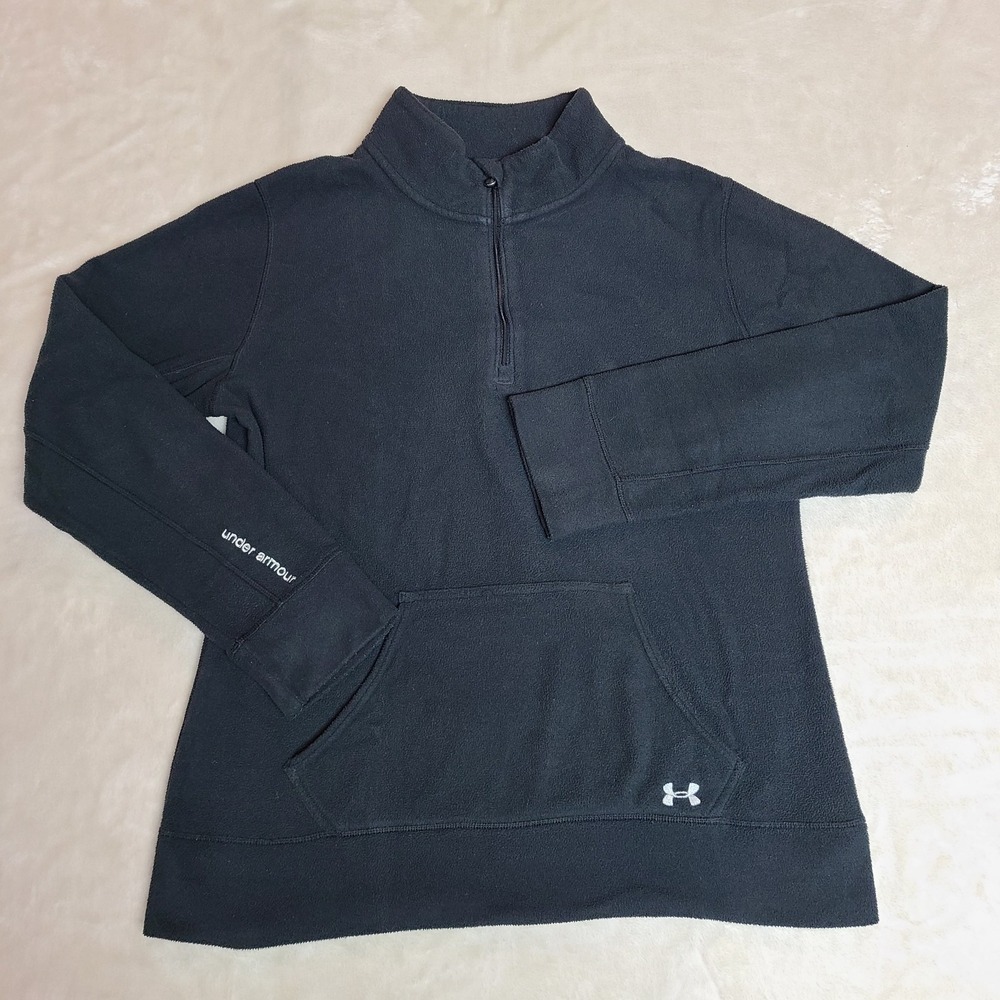 Under Armour Sweater Womens Medium Dark Gray 1/4 Zip Semi Fitted Tech Fleece